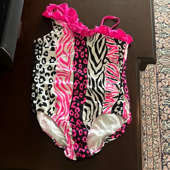 The Children's Place Other - The Children's Place Pink and Black Animal Print One Piece Swimsuit. Size 12.
